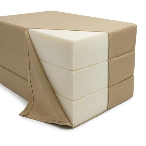 D&D Futon Furniture Tan Twin Size Shikibuton Trifold Foam Beds 6 x 39 x 75, 1.8 lbs high Density Foam, Folding Mattresses D&D Futon Furniture