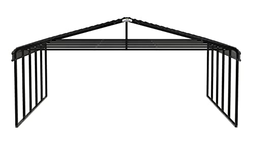 Arrow Carports Galvanized Steel Carport, Double Car Metal Carport Kit, 20' x 24' x 9', Charcoal Arrow Shed