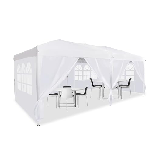 10' x 20' Pop Up Canopy Tent with 6 Removable Sidewall, Commercial Instant Canopy with Carry Bag, Adjustable Outdoor Shelter Tent for Parties, Festival, Event, White Morngardo