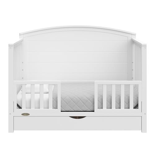 Graco Bellwood 5-in-1 Convertible Crib with Drawer (White) - GREENGUARD Gold Certified, Full-Size Storage Drawer, Converts to Toddler Bed and Full-Size Bed STORK CRAFT