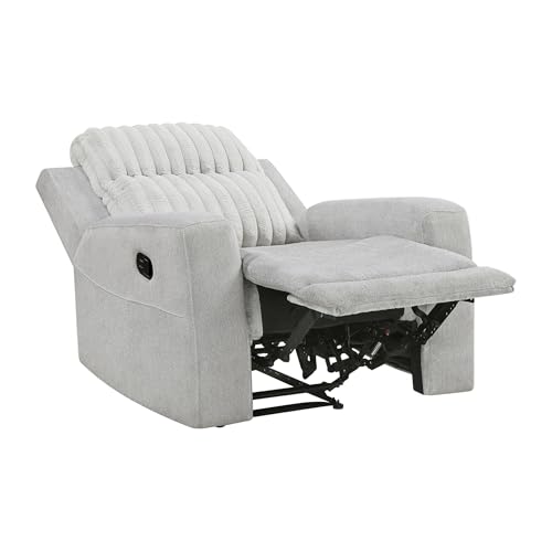 Lexicon Modern Recliner Chair for Living Room, Manual Wall Hugger Textured Microfiber Reclining Chair, Plush Corduroy Channel Seat Back, Manual Recliner, Light Gray Lexicon