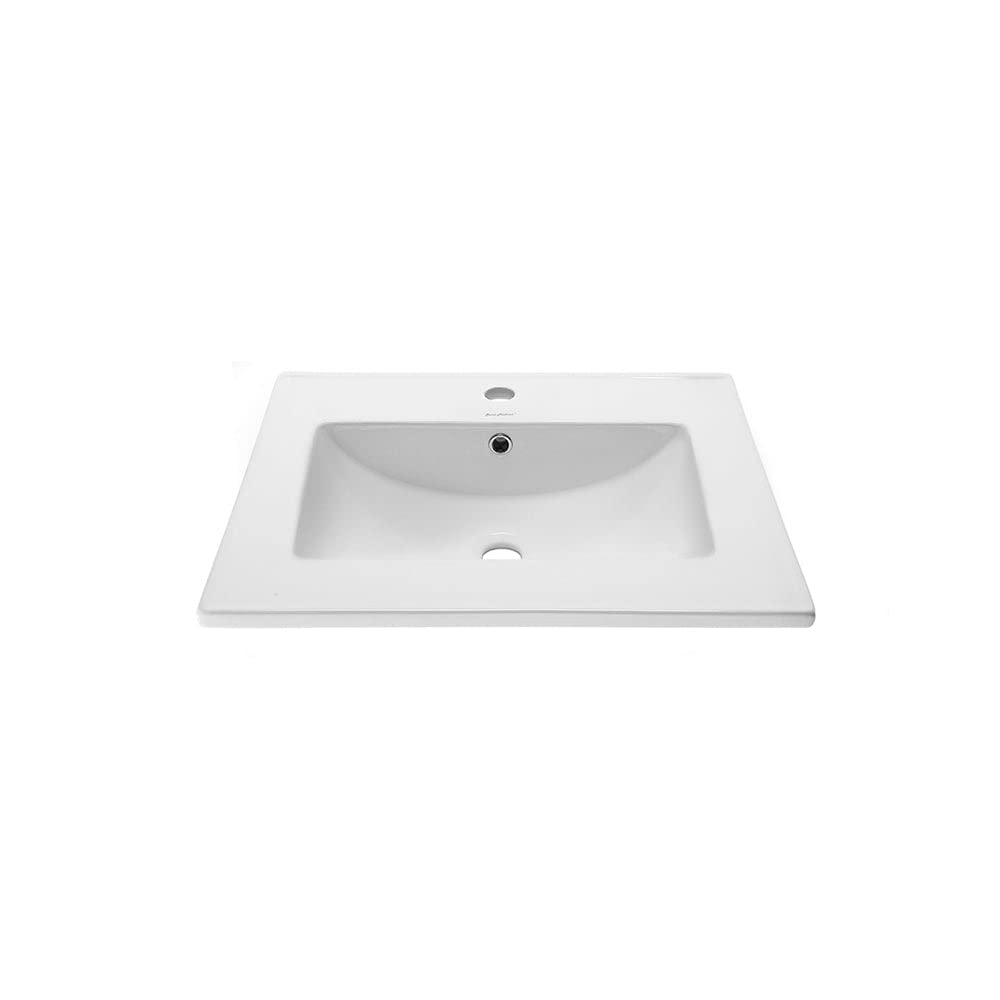 Swiss Madison Drop In Ceramic Well Made Forever Swiss Madison SM-VT324 Vanity Top, 18.5"D x 24.25"W x 6.75"H, Glossy White Swiss Madison