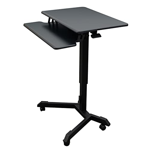 Stand Up Desk Store Pneumatic-Adjustable Two-Tier Compact Standing Desk (Black Frame/Black Desktop, 28” Wide) S Stand Up Desk Store