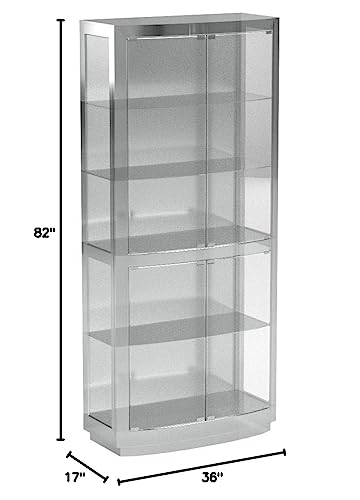 Howard Miller Bradington II Curio Cabinet II, Illuminate Storage Cabinets - Metal Pad Lock with Halogen Lights - Silver Finishing Best for Decorative Items, Living Room, Office & Home Decor Howard Miller