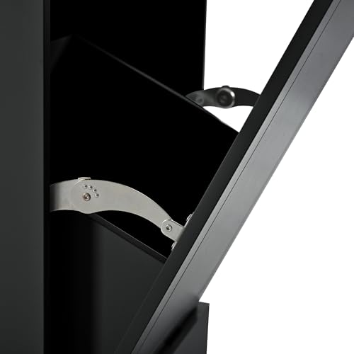 Ball & Cast Fluted Kitchen Island with Trash Can Storage Cabinet,Power Outlet,Internal Storage Rack,Rolling Kitchen Islands On 5 Wheels W/3 Drawers & 3 Open Side Racks for 10 Gallon Garbage Bin,Black Ball & Cast