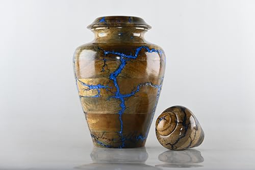 DnU Avenue Solid Wood Hand Turned Wooden Urns for Human Ashes Male/Female, Cremation Urns for Men/Women Decorative Urns for Ashes, Large Funeral Urns for Adults up to 250 Cu/in (X-Large: 8x8x11) DnU Avenue