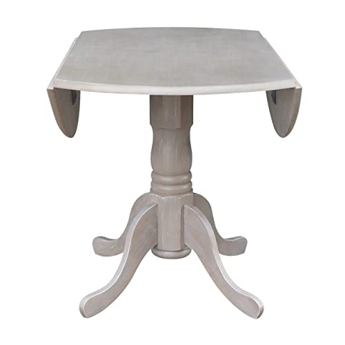 International Concepts 42" Round Dual Drop Leaf Pedestal Table, Washed Gray Taupe IC International Concepts