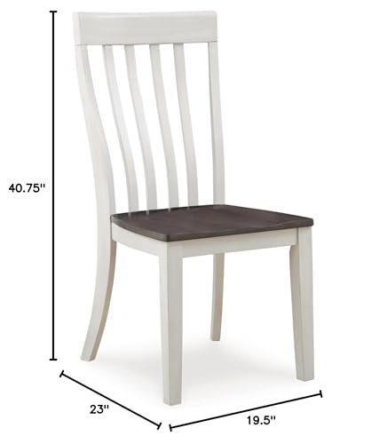 Signature Design by Ashley Darborn Farmhouse Armless Dining Chair with Contoured Seat, Set of 2, White & Gray Signature Design by Ashley