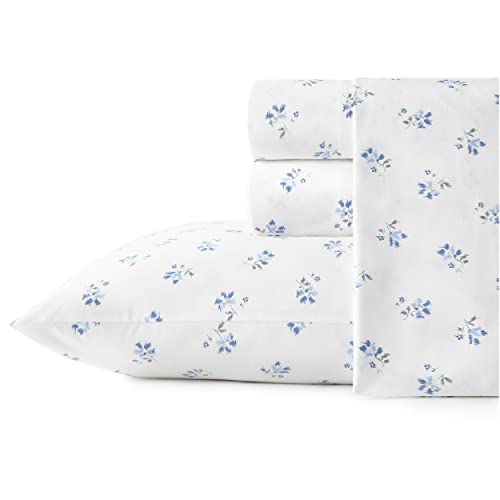 Stone Cottage - Full Sheets, Cotton Percale Bedding Set, Crisp & Cool Ideal Bedding Set (Blue Sketchy Ditsy, Full) Stone Cottage