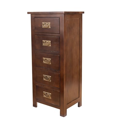 Kemtpase Modern Solid Oak Wood Dresser with 5 Drawers Narrow Chest of Tall Dresser Cabinet Storage Organiser Bedside Modern Dressers for Bedroom Kemtpase