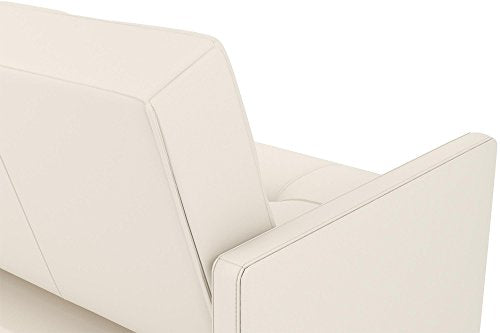 DHP Andora 76 Inch Futon Sofa Bed in Faux Leather, Modern Upholstered Couch Sleeper with Button Tufted Back and Seat, White DHP
