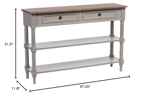 Baxton Furniture Studios Edouard French Provincial Style Distressed Two Tone 2 Drawer Console Table, White Wash Baxton Studio