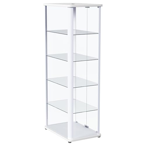 Coaster Home Furnishings Aero 5-Shelf Display Curio Cabinet with LED Lighting White Coaster Home Furnishings