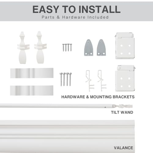 Lotus & Windoware Cordless, 2 Inch Faux Wood Blind, 14" Wide x 84" Long, Window Blinds, Blinds & Shades, Blinds for Indoor Windows, Smooth, Bright White - 14" x 84",Bright White LOTUS & WINDOWARE