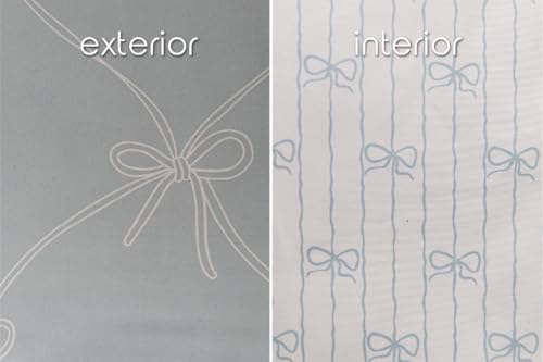 Beddy's Bow & Ribbon Themed Durable Zipper Bedding for Kids, Bed in a Bag, Baby Blue Comforter & White Pinstripe Sheets, Includes Pillowcase & Pillow Sham, Easy to Make & Wash Beddy's
