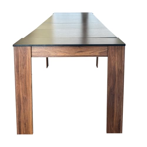 Extendable Console Table with Extension Leaves, Black Dining Room Table, 20''-118'' Expandable Dining Table for Living Room, Space Saving Extendable Dining Room Table for 2-12 Person, Walnut Legs Henf