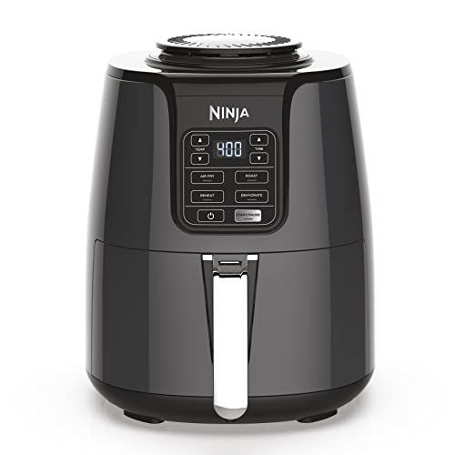 Ninja Air Fryer, Roast, Bake, Air Fry, Roast, Broil, Reheats, & Dehydrates, 4-in-1, Fries, Frozen Food, Veggies, and Juicy Meat, Less Oil, Easy Meals, Healthy Meals, Compact, 4 QT, Grey, AF101 Ninja