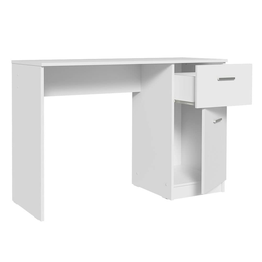 Madesa Compact Computer Desk Study Table for Small Spaces Home Office 43 Inch Student Laptop PC Writing Desks with Storage and Drawer, Modern Ergonomic Gaming Workstation - White Madesa