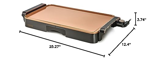 CRUX Electric Griddle with Nonstick Ceramic Coating, Cool-Touch Handles, and Slide-Out Drip Tray - Indoor Grill for Breakfast, Eggs, Pancakes, and Burgers Crux