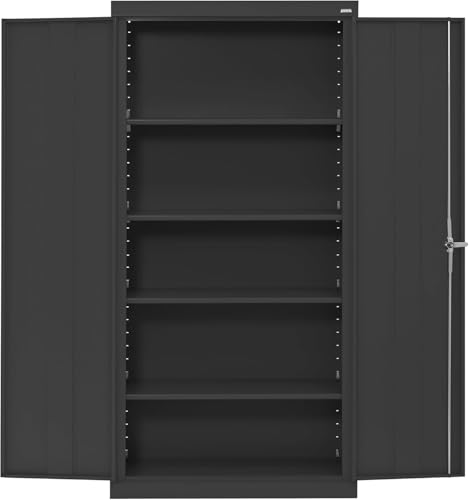 Sandusky Lee CA41361872-09 Classic Garage Storage Cabinet, Steel Utility Cabinet with Adjustable Shelves, 72"H, Black Sandusky