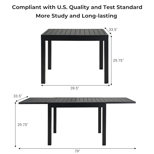 Grand patio 7-Piece Outdoor Dining Set for 6 with 1 Rectangle Expandable Table for 4-6 Person, Metal Woven Wicker Fixed Patio Chairs with Thickened Cushions for Yard, Poolside, Deck (Natural) Grand patio