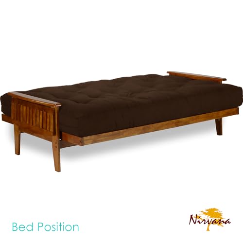 Nirvana Futons Eastridge Futon Set - Full Size, Frame, 8" Mattress, Microfiber Sussex Fudge Cover Nirvana Futons