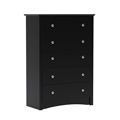 Prepac Sonoma Superior 5-Drawer Chest for Bedroom - Spacious and Stylish Chest of Drawers, Measuring 17.75"D x 31.5"W x 44.75"H, In Black Finish Prepac
