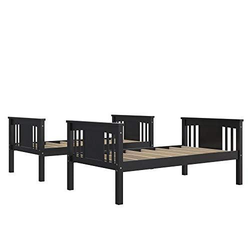 DHP Dylan Twin Over Twin Bunk Bed, Espresso, Sturdy Wood Construction, Converts to 2 Twin Beds, Guard Rails, Step Ladder DHP