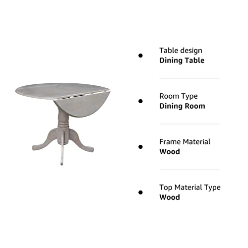 International Concepts 42" Round Dual Drop Leaf Pedestal Table, Washed Gray Taupe IC International Concepts