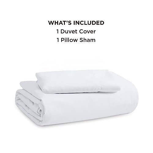 Bedsure Duvet Cover Twin/Twin XL Size - 2 Pieces Prewashed Cotton-Like Polyester Extra Soft Bedding Set, Includes 1 Twin Duvet Cover 68''x90'' with Zipper Closure & 1 Pillow Sham, White, No Comforter Bedsure