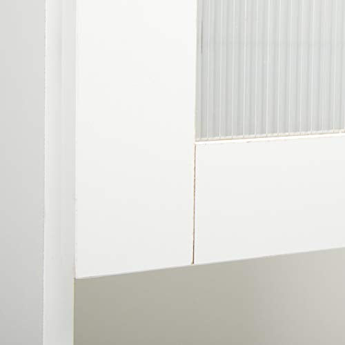 HODEDAH IMPORT Tall Standing Kitchen Cabinet with Top and Bottom Enclosed Cabinet Space, 1-Drawer, Large Open Space for Microwave in White Hodedah