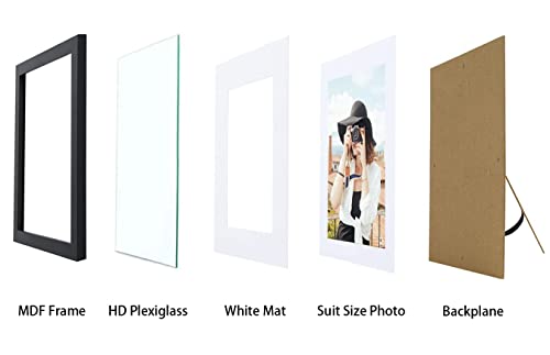 Picrit 8x10 Picture Frame Set of 12, Display 5x7 with Mat or 8x10 Without Mat, Photo Frames for Wall Mounting or Table Top Display, Black. Picrit
