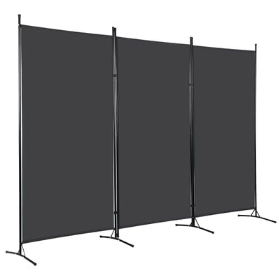 FDW 3-Panel Room Divider Privacy Screen, 6FT Portable Folding Partition with Metal Frame (102" W x 70" H) for Office/Home Use, Grey