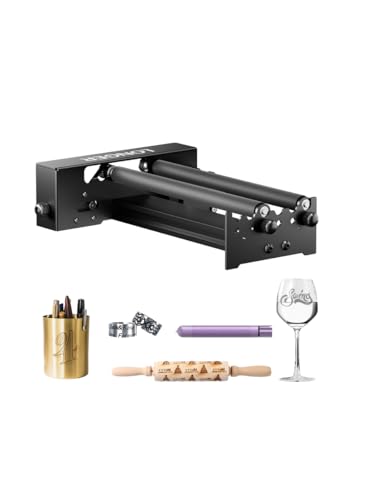 Longer Laser Rotary Roller for Cylindrical Engraving, 360° Y-Axis Auto-Rotation, Adjustable 6-200mm Diameter, Wine, Glass, Tumbler, Ring Engraver, Compatible with Most Laser Engraving Machines Longer