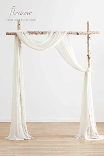 Floroom Wedding Arch Draping Fabric 2 Panels 20Ft Ivory Chiffon Fabric Drapes Arbor Drapery Wedding Ceremony Reception Swag Decorations Floroom
