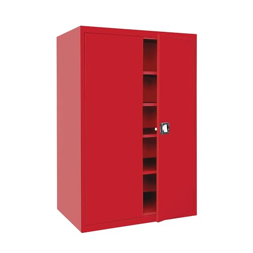 Sandusky Lee EA4R462472-01 Elite Garage Storage Cabinet, Steel Utility Cabinet with Adjustable Shelves, 72"H, Red Sandusky