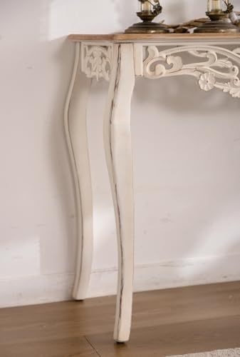 HKBOREVO French Provincial Console Table with Distressed Finish HKBOREVO