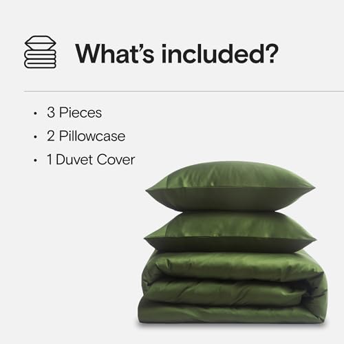 DOZ Duvet Cover Set, 100% Viscose derived from Bamboo, Organically Grown, Buttery Soft, Cooling Duvet Covers, High GSM, 1 Duvet Cover and 2 Pillowcases, 90"x90" (Forest, Full/Queen) DOZ by SIJO