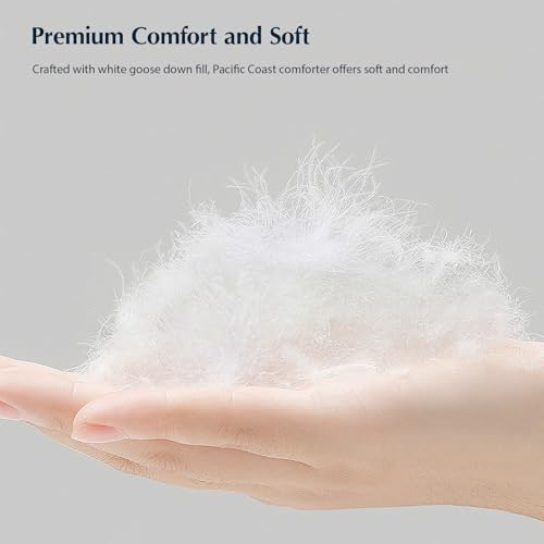 Pacific Coast Twin Comforter Filled with White Goose Down Bed Comforter, Fluffy All Season Luxury Hotel White Duvet Insert with 8 Loops, 68"x90" Pacific Coast