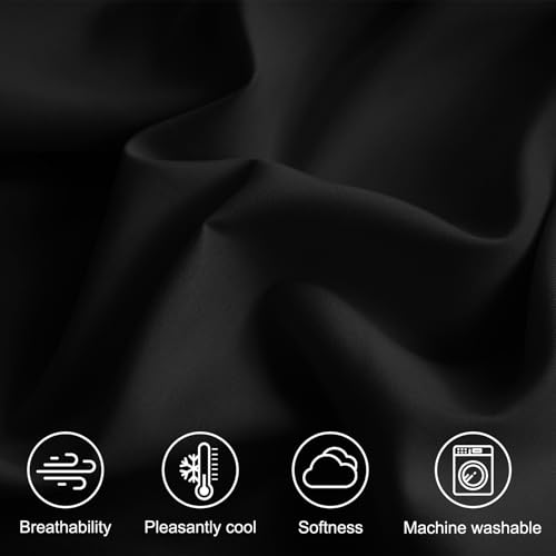 MCO Bedding Full Bed Sheets Set - Soft Bed Sheets - Cooling Breathable Bedding Set with 16" Deep Pocket (4 Pieces, Full, Black) MCO