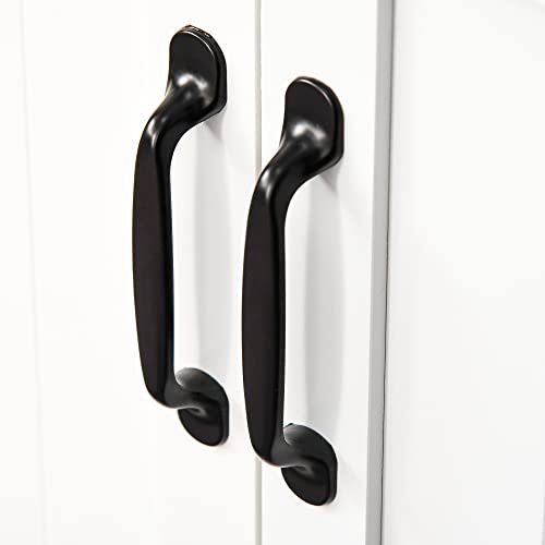 HOMCOM Kitchen Hutch, Pantry Cabinet with Glass Framed Door, Adjustable Shelves and Microwave Space for Dining Room, White HOMCOM