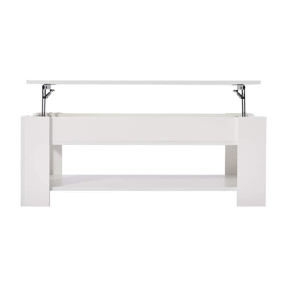Panana Modern Lift Up Top Coffee Table with Hidden Storage and 1 Shelf Wooden Tea Table Sofa End Table for Living Room, Office, 39.4" x 19.7" x 18.5" (White) Panana