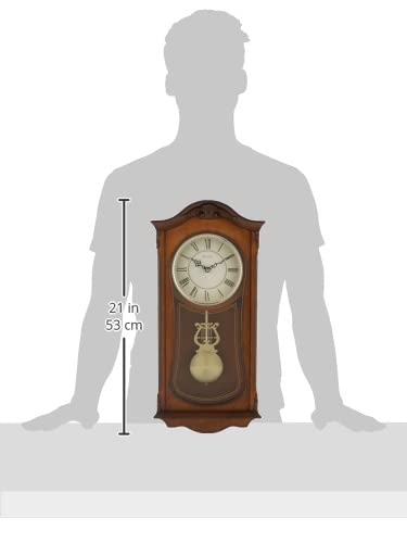 Bulova Clocks C3542 Cranbrook Wall Mount Analog Wooden Chiming Clock, Brown Bulova