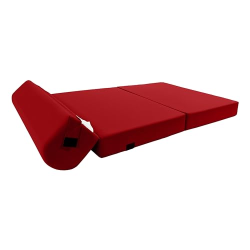 D&D Futon Furniture Sleeper Chair Folding Foam Bed, Portable Studio Guest Sofa Beds 6 x 48 x 72 Red D&D Futon Furniture