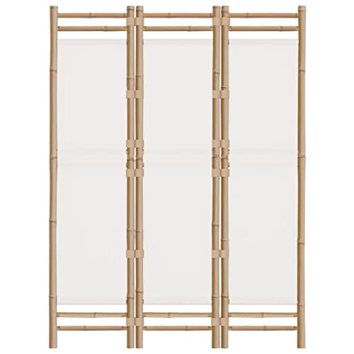 Gecheer Bamboo and Canvas Room Divider, 3-Panel Folding Screen for Space Partition, 47.2 Inches, Premium Material, Adjustable Height, Easy Installation for Home, Office, and Decorative Use Gecheer
