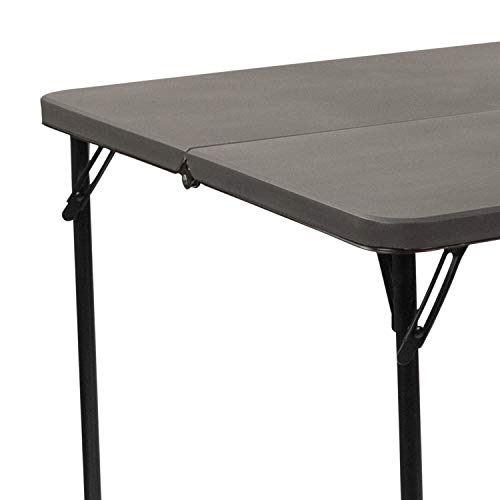 Flash Furniture Dunham 2.83' Square Plastic Folding Event Table with Carrying Handle, Bi-Fold Banquet Table for Indoor/Outdoor Events, Dark Gray Flash Furniture