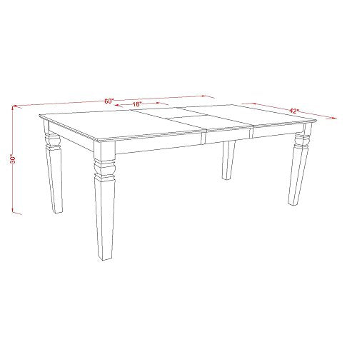 East West Furniture WEFR7-BLK-02 7 Piece Dinette Set Consist of a Rectangle Dining Room Table with Butterfly Leaf and 6 Light Beige Linen Fabric Upholstered Chairs, 42x60 Inch, Black East West Furniture