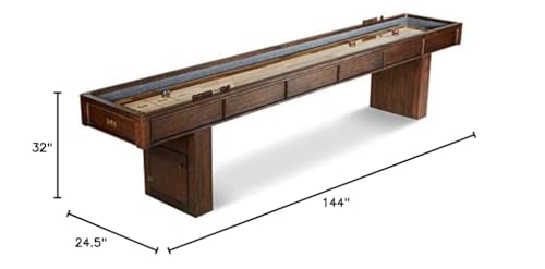 Barrington Billiards 12' Webster Shuffleboard Table with Scratch-Resistant Playfield and 8 Puck Set Barrington Billiards
