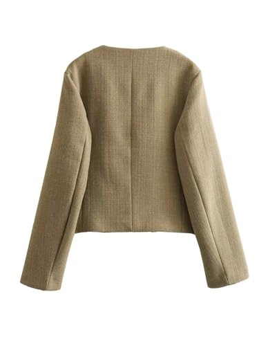 Womens 2025 Fall Winter Jacket Single-Breasted Pocket Jacket, Elegant Solid Color, Spring/Summer(Large) Generic