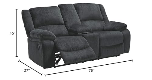 Signature Design by Ashley Draycoll Contemporary Double Reclining Manual Loveseat with Center Console, Dark Gray Signature Design by Ashley